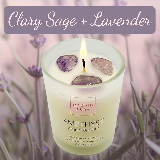 Soy Candles with Healing Crystals. Citrine, Rose Quartz, Amethyst Crystal. - Image 4