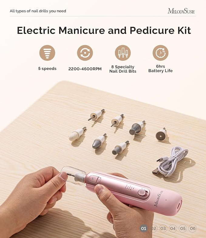 MelodySusie Cordless Pedicure & Manicure Nail Drill Kit, PC760G - Image 2