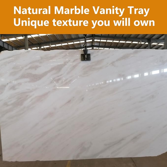 Karibiber Vanity Tray, 11.8inch Marble Bathroom Tray - Image 6