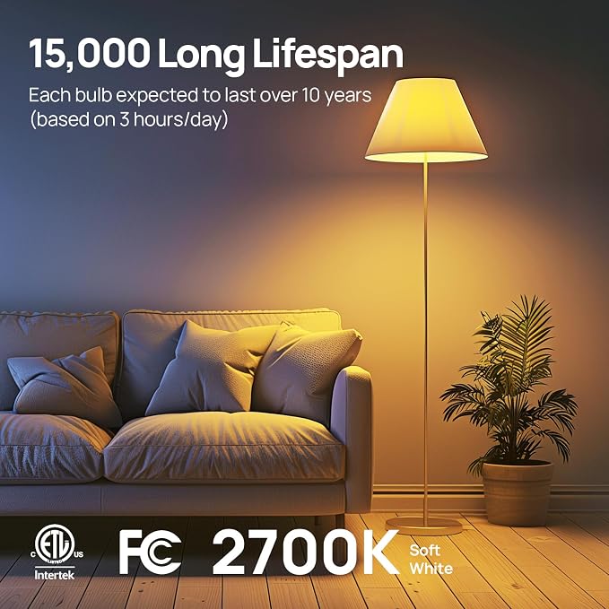 Linkind A19 LED Light Bulbs Dimmable, 100W Equivalent Light Bulbs, 2700K Soft - Image 6