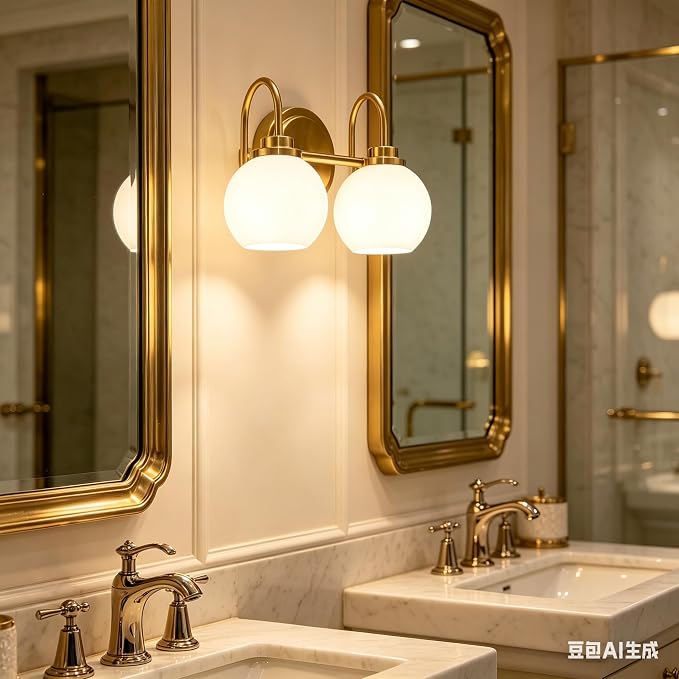 AKEZON Bathroom Light Fixtures 2-Light Brushed Gold Vanity Light, Modern - Image 4
