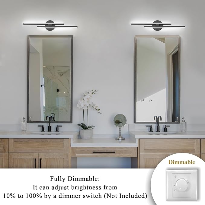 EDISLIVE Dimmable Modern LED Vanity Light Fixtures Bathroom Vanity Wall Lighting - Image 3