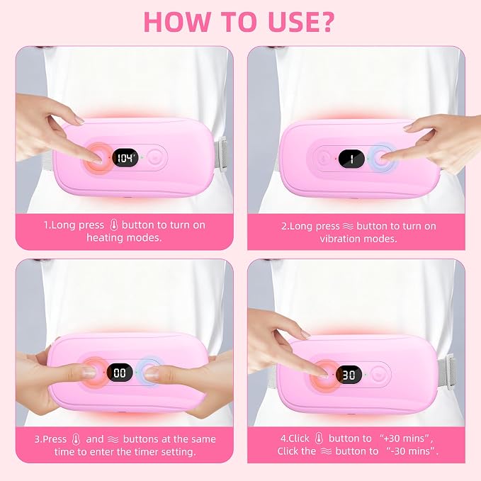 Portable Heating Pad Period Cramps: 2 Timer 6 Heat Levels 6 Vibration Modes - Image 3