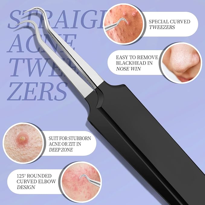 Teenitor Blackhead Remover Tools, Pimple Popper Tool Kit, Ingrown Hair Tweezers - Image 5