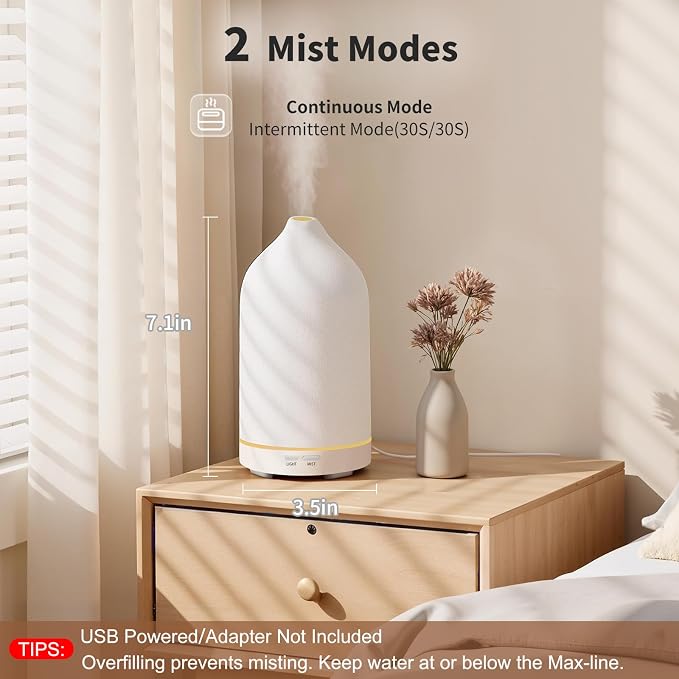 URPOWER 120ML Essential Oil Diffuser Ceramic Aromatherapy Diffuser - Image 2