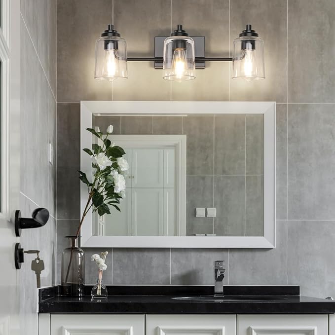SOLFART 3 Lights Bathroom Light Fixtures Over Mirror Black Vanity Lights - Image 2