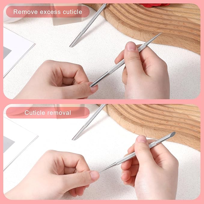 2 PCS Nail Cuticle Pusher Pen, Metal Double Ended Tools - Image 3