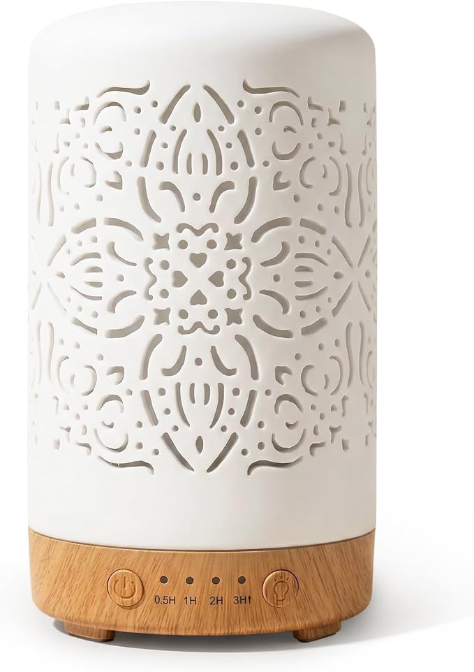 Earnest Living Essential Oil Diffuser White Ceramic Diffuser 100 ml Timers by EarnestLiving
