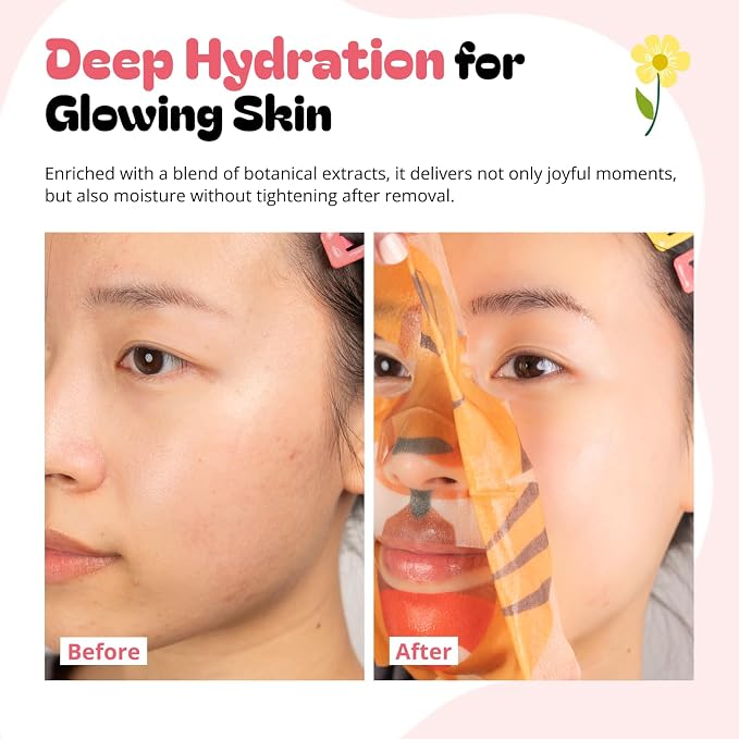 Epielle Character Face Mask Fuzzy Friends 12 Pack, Fun & Effective Korean Skin - Image 5