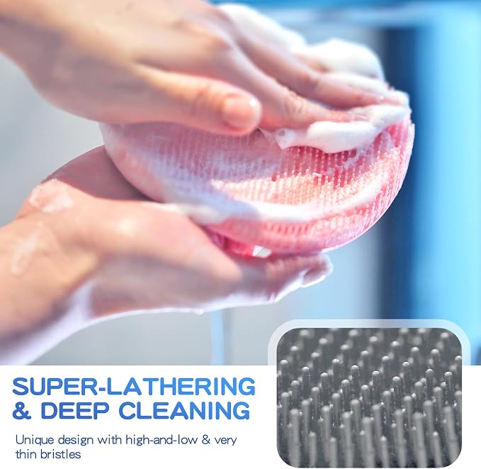 Manmihealth Silicone Back Scrubber & Soft Bath Glove Set, Super-Exfoliating - Image 5
