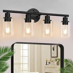 4-Light Bathroom Light Fixtures, Matte Black Modern Vanity Lights Over Mirror by Zarbitta