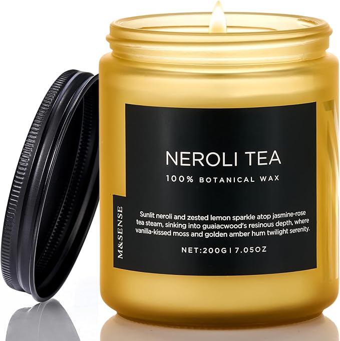 M&SENSE Neroli Tea Scented Candle, 7.05oz Non Toxic Natural Soy Wax, 50 Hours by MSENSE