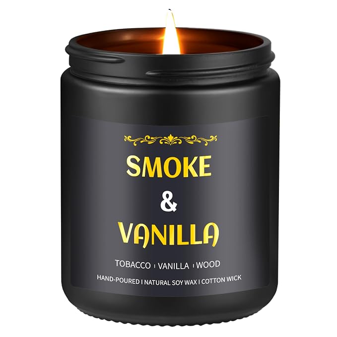 Smoke & Vanilla Candle, 7 oz Scented Candle by Enwhisco