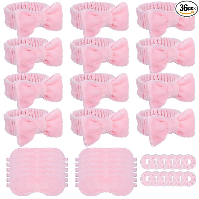 36 PCS Spa Headband Bulk, Girls Spa Headband Pink Makeup Headbands Eye Mask by Unknown