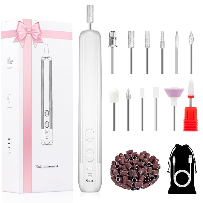 Electric Nail Drill, Professional Manicure Pedicure Kit, Cordless Electric Nail by Hoxida