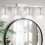 LED Modern Bathroom Light Fixtures Over Mirror, 4-Light Brushed Nickel Vanity by LightingUpYourSpace