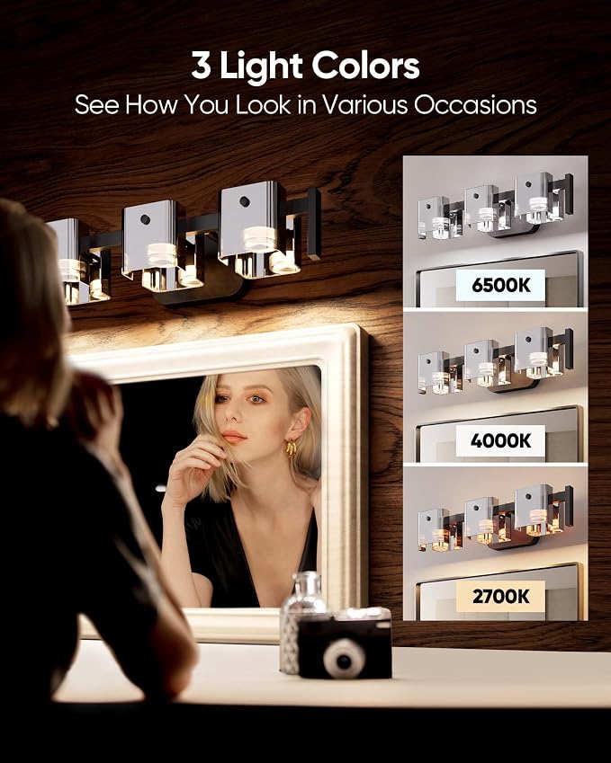JACKYLED Bathroom Light Fixture, Modern 3-Light Vanity Lights - Image 4