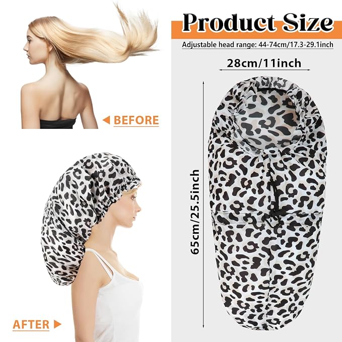 2 Pcs Large Shower Cap for Braids, Extra Long Shower Cap for Women Long Hair & - Image 2