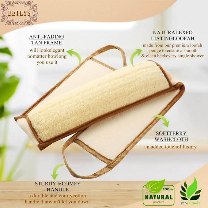 Exfoliating Natural Loofah Sponge Back Scrubber - Image 2