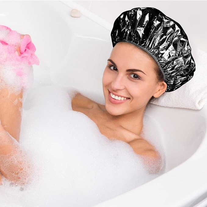 12 Pieces Deep Conditioning Caps Aluminum Foil Reusable Hair Processing Hair - Image 4