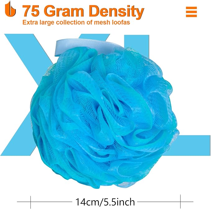 Urbanstrive Shower Bath Sponge XL 75g Soft Shower Loofahs Balls - Image 2