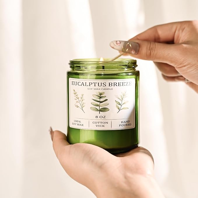 Eucalyptus & Mint Candles for Home Scented, 40 Hours Burn Soy Candle Gift for - Image 6