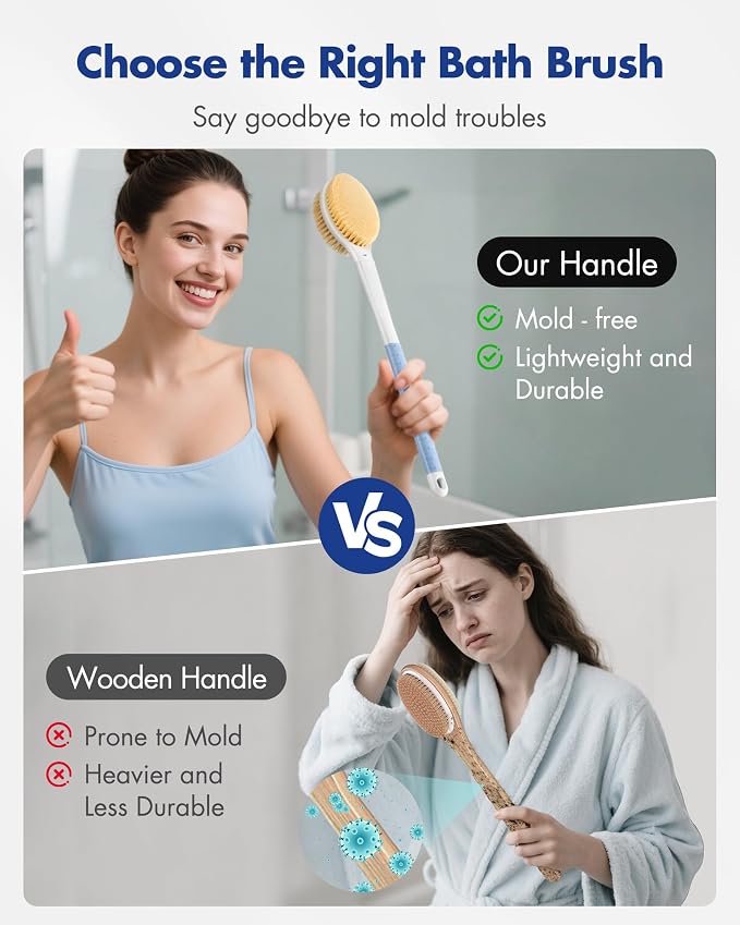 Back Scrubber Body Shower Brush: Anti Slip Long Handle Bath Brush - Image 6
