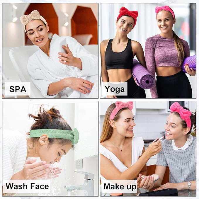 Tigeen 52 Pieces Spa Headband for Washing Face Bulk Soft Coral Fleece Skincare - Image 6