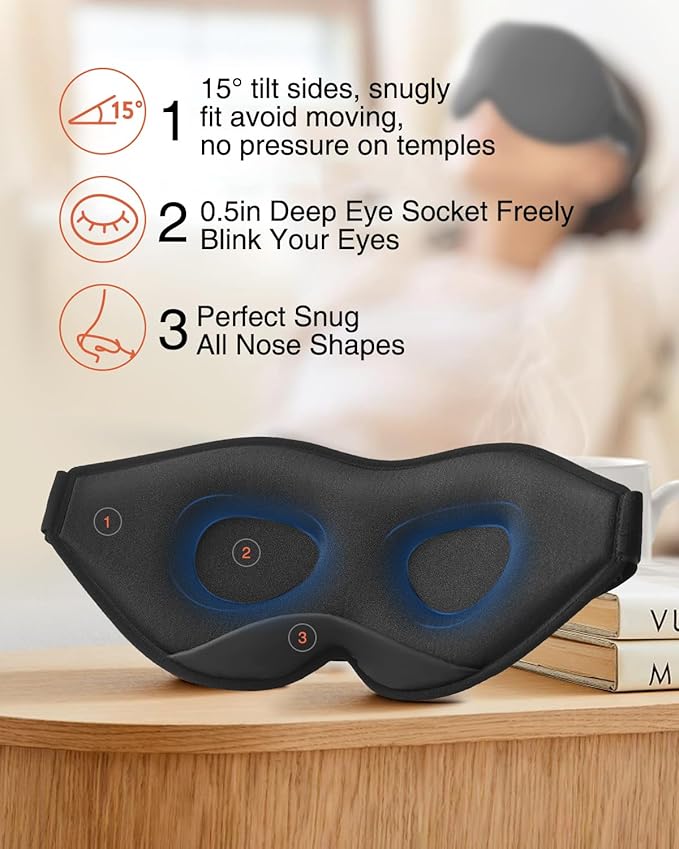 MABAO Sleep Mask for Side Sleeper, Eye Mask for Sleeping Women Men, 3D - Image 3
