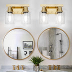 2-Light Brushed Gold Vanity Lights - Image 3