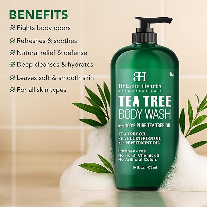 Botanic Hearth Tea Tree Body Wash -16 fl oz- All-Natural & Odor-Control Shower - Image 2