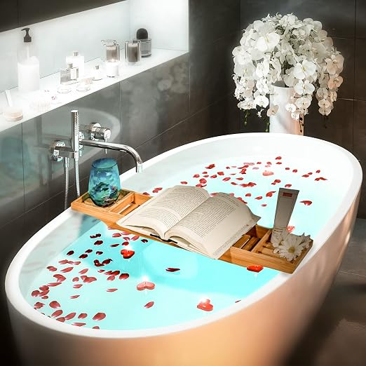 Bamboo Large 28.7" Long Slatted Bathtub Tray - Image 4