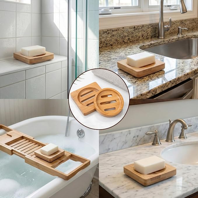 2 PCS Shower Steamer Holder Wood Soap Dish Holder Bamboo Soap Dish Wooden Soaps - Image 4