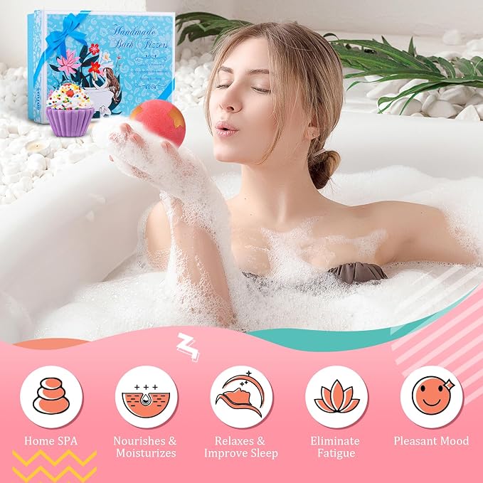 STNTUS INNOVATIONS Bath Bombs, 7 Natural Bath Bomb Gift Set, Bubble Bathbombs - Image 4