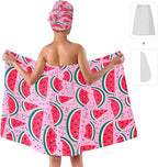 Watermelon Print Bath Wrap and Hair Drying Towel Set – Microfiber Quick Dry - Image 2