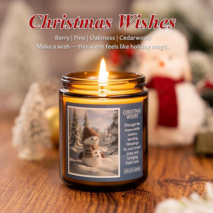 Christmas Candles | Christmas Wishes Scented Candle, Holiday Soy Wax Candles - Image 2