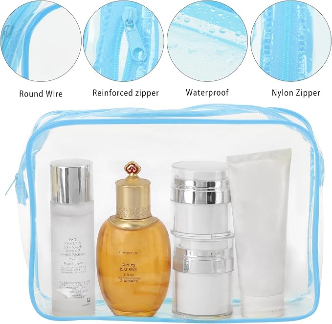 Tbestmax 10 Pack Clear Cosmetic Bags Makeup Bags Portable Waterproof TSA - Image 3