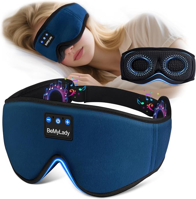 Sleep mask Headphones, 100% Blackout 3D Zero Eye Pressure Bluetooth Sleep mask by BeMyLady