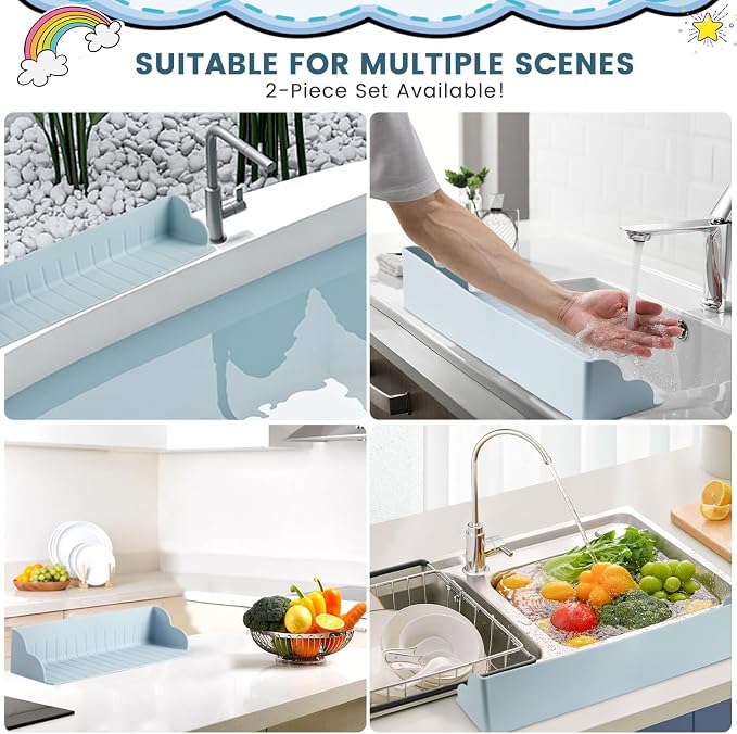 2Pack Bathtub Splash Guard for Tub, Silicone Bathtub Caddy Tray - Image 6