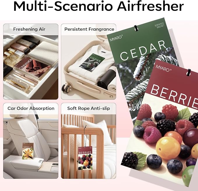 MYARO 20 Packs Cedar Cinnamon Vanilla Berries Potpourri Bag Scent Sachet - Image 5