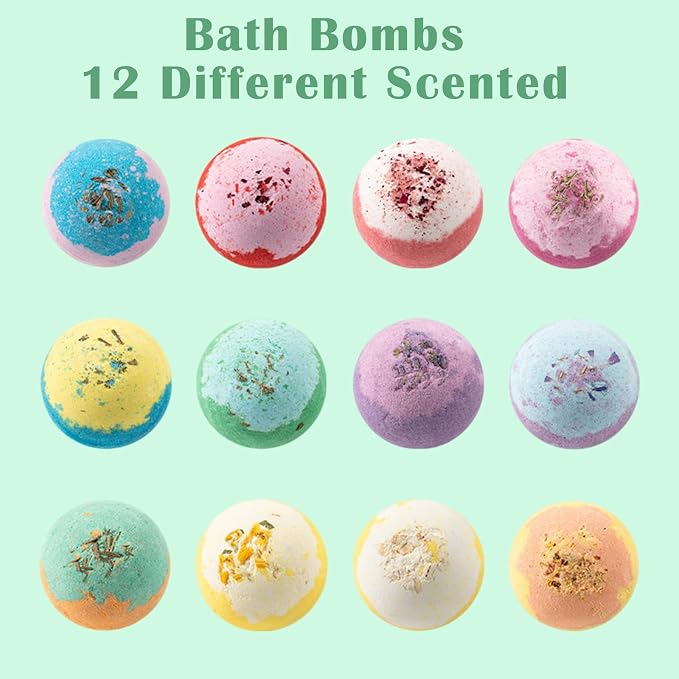 Bath Bombs for Women 12 Gift Sets, Shea Butter & Essential Oils Bath Bomb for - Image 4