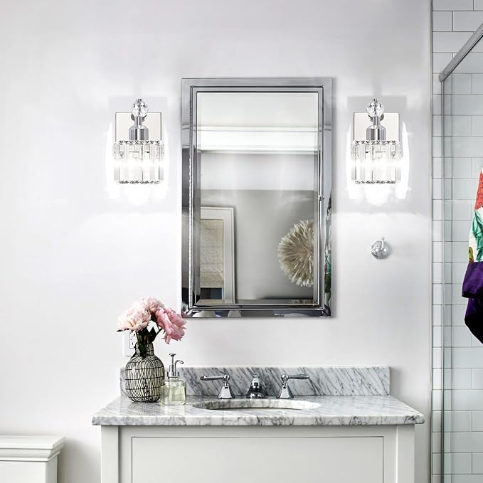 PRESDE 1-Light Bathroom Vanity Light, Modern Chrome Wall Sconce - Image 2