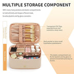 OCHEAL Beige Makeup Bag, Travel Makeup Organizer Bag, Large Capacity Cosmetic - Image 3