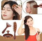 6 Pcs Natural Wooden Scalp Massager Comb Tool Set - Image 5
