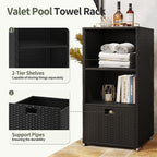 Outdoor Pool Towel Rack Cabinet, Rattan Wicker Pool Storage Bins Storage - Image 6