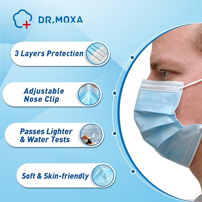 DR.MOXA 1000 Pack Disposable Medical Face Masks Breathable 3 Ply Masks - Image 4