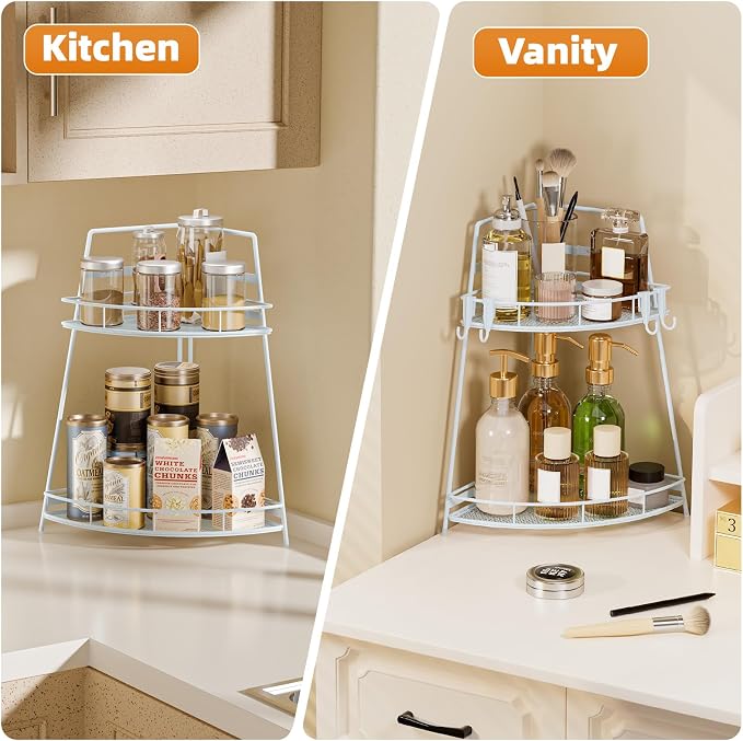 VITVITI 2 Tier Corner Bathroom Counter Organizer, Metal Bathroom Countertop - Image 5