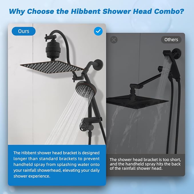 Hibbent Dual Filter All Metal 10"Rainfall Showerhead Combo, High Pressure - Image 7