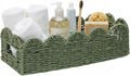 Scalloped Green Toilet Tank Basket by Rattanzenith