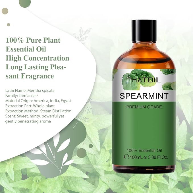 Spearmint 3.38fl.oz Essential Oil, PHATOIL Pure Aromatherapy Oils - Image 2